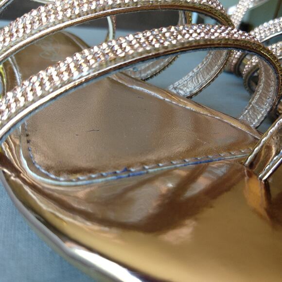 Rose Gold Gladiator Sandals size 5.5 new with imperfections spiral no tie flats - Picture 11 of 15